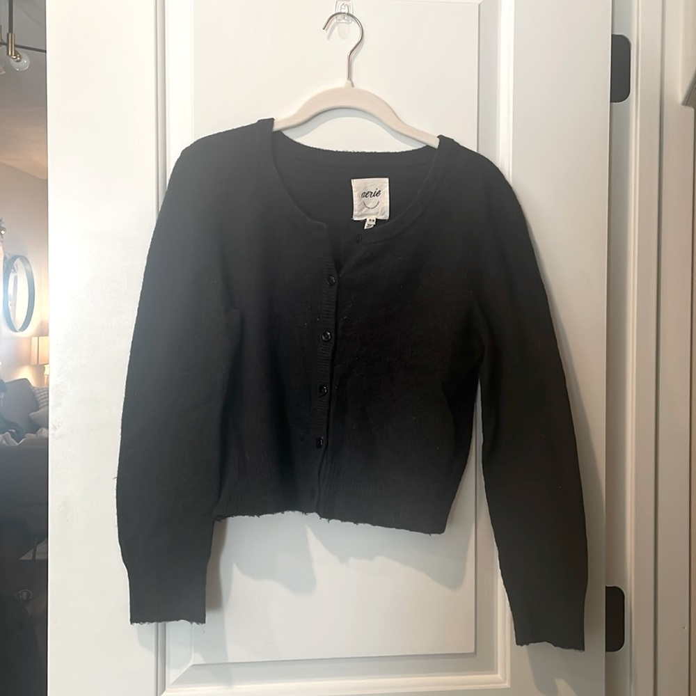 Aerie Black Button-Up Sweater